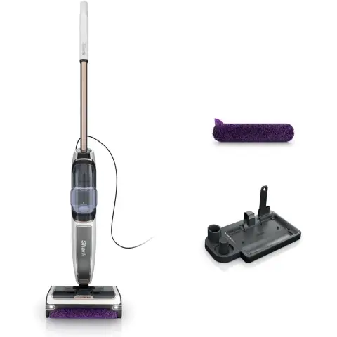 Shark SteamPickUp SD200EU 3-in-1 Dampfreiniger für Hartböden, chemiefreie Reinigung, entfernt nassen und trockenen Schmutz, 420ml Kapazität, zusätzliche Bürstenrollen-Aufbewahrungsstation, Bürstenrollenhalter, weiß