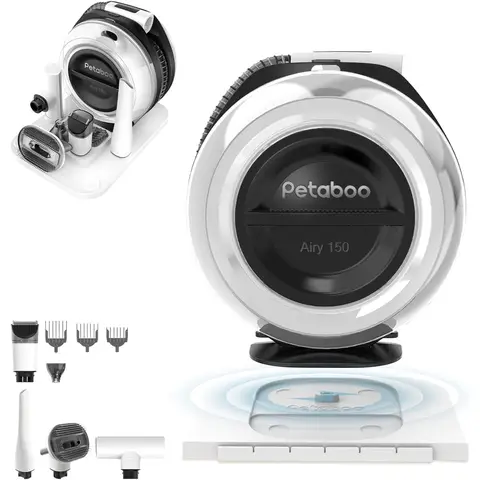 Petaboo 5-in-1 Cordless Vacuum Pet Grooming Kits A150– Brushless Motor, 13KPa Suction, Low Noise, 2.2L Dust Chamber – White