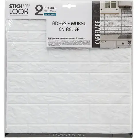 Stick'N Look Wanddecoratie Stickerset van 2 - Wit, 30 x 30 cm