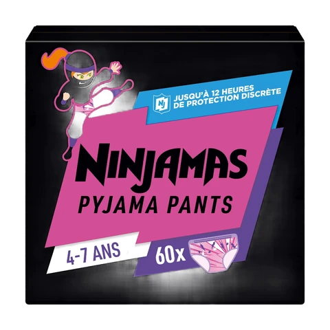 PAMPERS NINJAMAS Pyjama Couches Filles Taille 7 x60