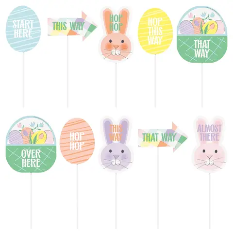 Unique Party Pretty Easter Egg Hunt Clue Signs, 10 Pack