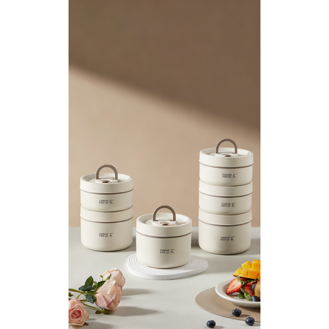 COOKER KING 304 Stainless Steel Food Storage Containers Vacuum Airtight Oven Steam Safe Lunch Box 4pcs Set