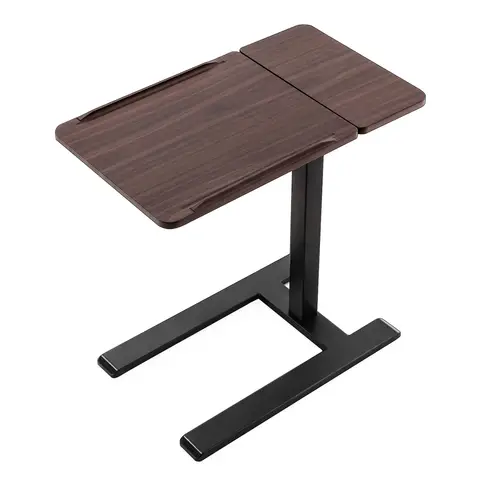 SIHOO D01 Overbed Table - Height & Tilt Adjustable, Laptop Standing Desk with Wheels for Hospital & Home Use, Dark Walnut