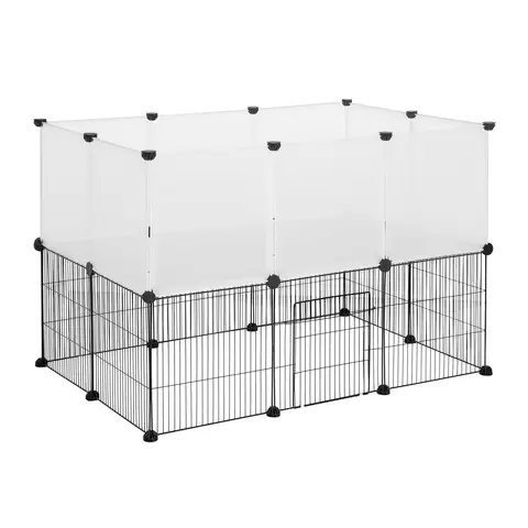 EUGAD Kaninchengehege 2 Ebenen, Meerschweinchenpark, Weiß 107x72x72 cm