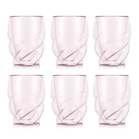 Bodum PAVINA PARIS Dubbelwandige glazen - 270 ml, Transparant roze, Verpakking van 6