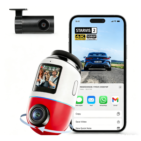 Dashcam 4K 70mai Omni X800-2 Avant et Arrière 4K+1080P, Caméra de Voiture Vue Complète 360° avec Sony STARVIS 2, 4K 60FPS, Vision Nocturne HDR, Détection de Mouvement par IA, GPS Intégré, 4G LTE, WiFi 6 5G, ADAS, Contrôle par Application