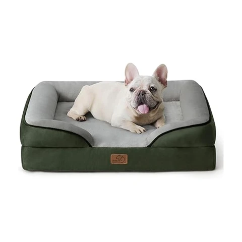 BEDSUREOrthopädischesHundebett，ErgonomischesHundesofa，71x58cm，HundecouchmitEierkartonschaumfürkleineHunde，Waschbar，RutschfesteHundebetten，Tannengrün
