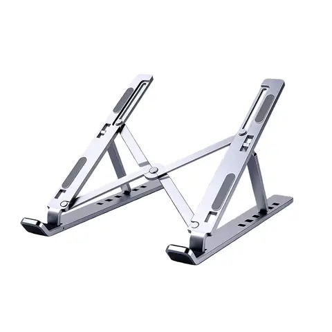 JORDAN&JUDY 18-Inch Silver Aluminum Laptop Stand, Adjustable Height, Lightweight & Portable