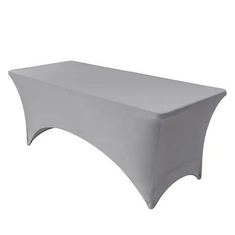 Spandex Table Cloth 1pc [6FT] Tight, Fitted, Washable and Wrinkle Resistant Stretch Rectangular Patio Table Cover for Event, Wedding, Banquet & Parties [183Lx76Wx76H] cm,grey
