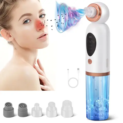 Extracteur de points noirs par aspiration Hydro Flush Compartiments séparés Instrument à plusieurs niveaux d'intensité Pour les impuretés d'excès de sébum du nez
