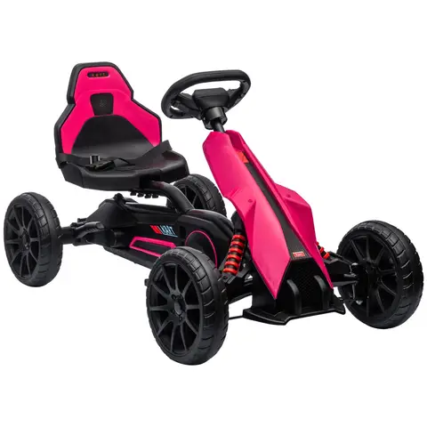 HOMCOM Pedal Go Kart, Kids Ride On Race Car with Adjustable Seat, Swing Axle, Shock Absorption EVA Tyres, Handbrake Pink