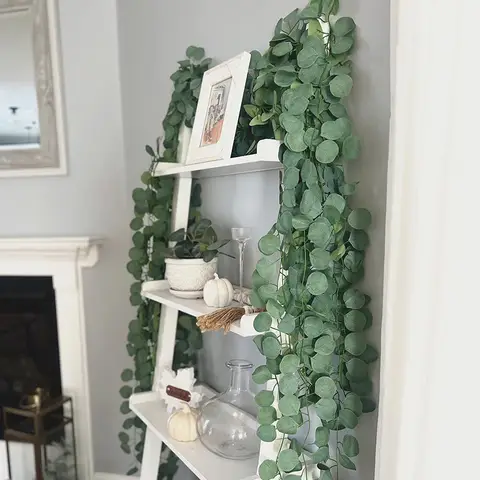 2Pcs 5.9ft/1.8m
Artificial Greenery Garland Spring Faux Eucalyptus Leaves Table Vines for Wedding Backdrop Fireplace Arch Door Wall Room Decor