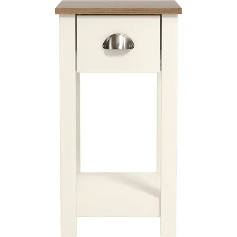 Galano Lilly Bedside Table - Slim Side Table with Drawer, Bedroom Furniture Organizer and Storage Cabinet for Hallway or Entryway – Ivory with Beaufort Oak