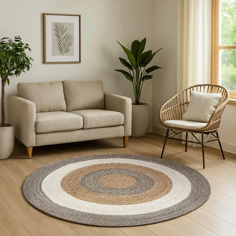 My Flair Teppich “Terra Rings” rund mehrfarbig 100 x 100 cm