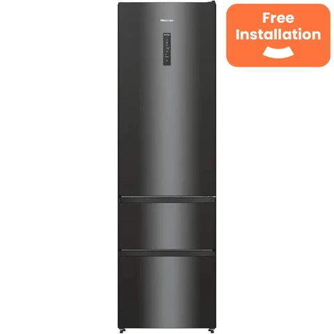Hisense RM469N4AFDUK 2m Tall 60cm Wide Frost Free Fridge Freezer - Black - D Rated