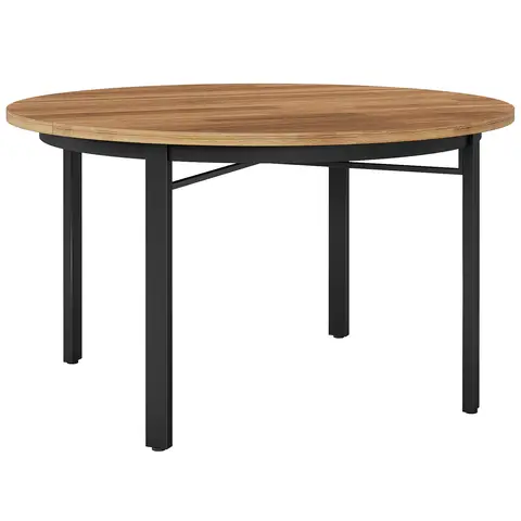 Tribesigns Round Dining Table for 4-6 People, 118.5cm Kitchen Furniture Dining Room Table with Solid Metal Legs, Circle Dining Table for Dining Room, Kitchen (Chairs not included)