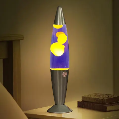 GLOBAL GIZMOS Lava Lamp Rocket Yellow/Purple/Silver