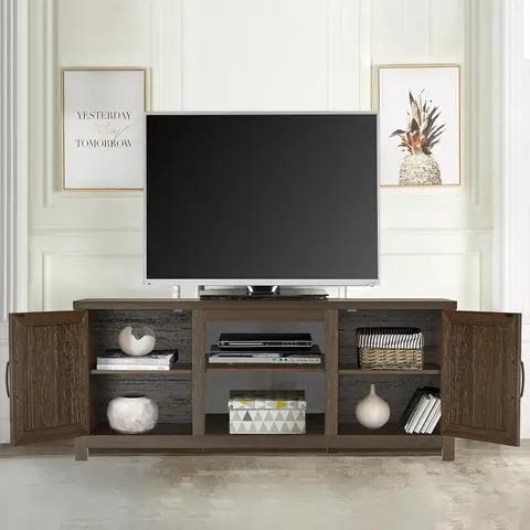 Parrot Uncle 147cm braune TV-Kommode mit Schiebetür, Stauraum und verstellbaren Regalböden, passend für Fernseher bis zu 65"