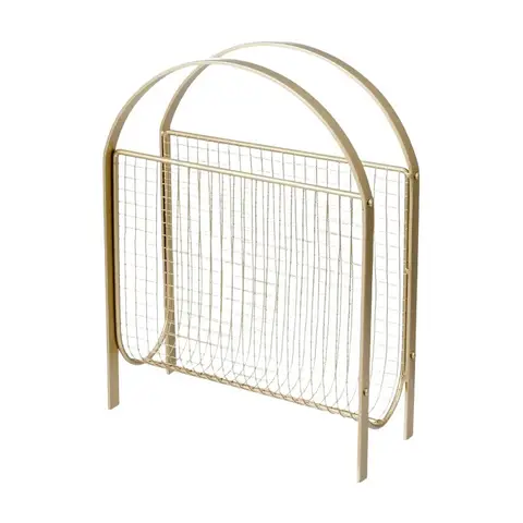 MyGift Mid-Century Design Zeitschriftenständer, Matt Schwarz Metallnetz Freistehender Zeitschriftenhalter Sling (Messing)