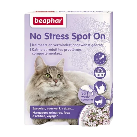 Beaphar No Stress Spot-On Gouttes anti-stress pour chat - 3 pipettes