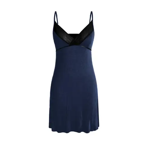 IZURIA collar wide lace v-neck  navy suspender dress  S