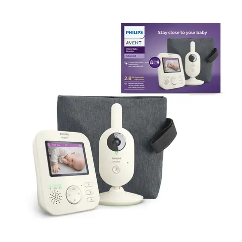 Philips Avent  SCD882/26 Babyphone caméra - caméra vidéo, vision nocturne, audio bidirectionnel, connexion privée et sécurisée, mode éco - Blanc