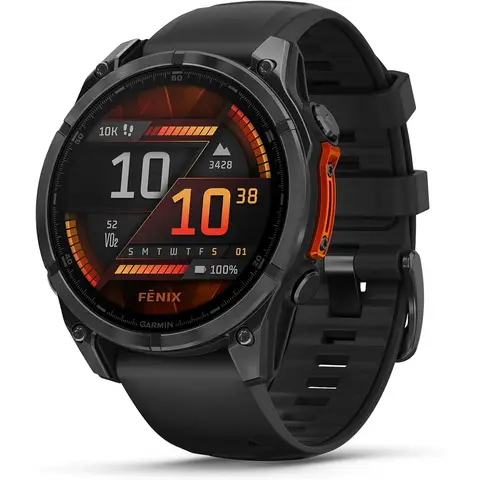 Garmin fenix 8, Montre GPS Multisport AMOLED, Gris Acier/Noir, 47 mm