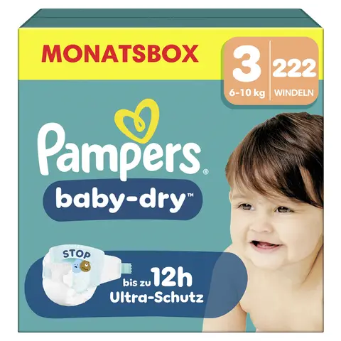 Pampers Baby Dry Gr.3 Midi 6-10kg Monatsbox - 222 Stück