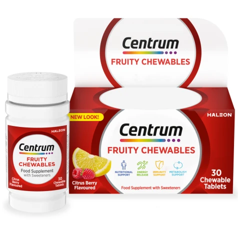 Centrum Fruity Chewables Tablets, Chewy Vitamins for Adults, 30