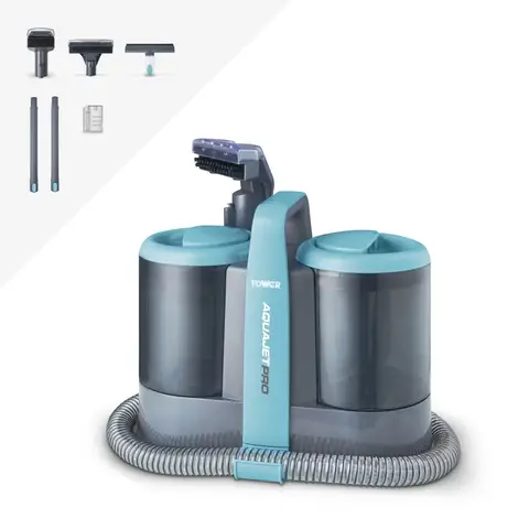 TOWER AquajetPro Water Jet Cleaner with Window Cleaning Accessories and Extension Pole, 1.5L Fresh Water Tank, 0.8L Waste Water Tank, 450W, Tiffany Blue, T548007