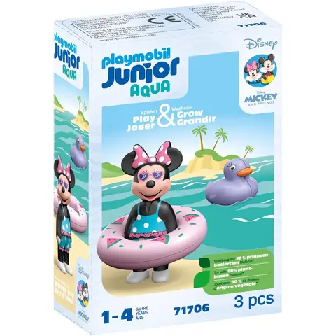 PLAYMOBIL Junior Disney Minnie Maus Strandtrip Nachhaltiges Spielzeug aus biobasierten Kunststoffen für Kinder ab 1 Jahr 71706