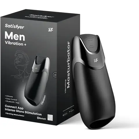 Satisfyer Men Vibration+ Masturbator mit App-Steuerung, Sexspielzeug für Männer, Taschenmuschi aus medizinischem Silikon, 14 Vibrationsprogramme, Freihändige Masturbation, Wasserdicht (IPX7), 14 cm