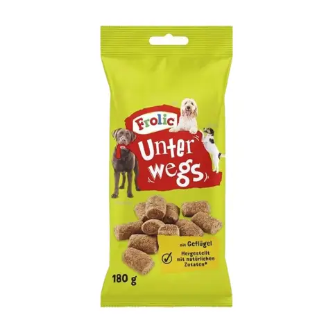 FROLIC Unterwegs Geflügel-Leckerlis für Hunde, 180g – Kauintensive Snacks, ohne künstliche Aromastoffe