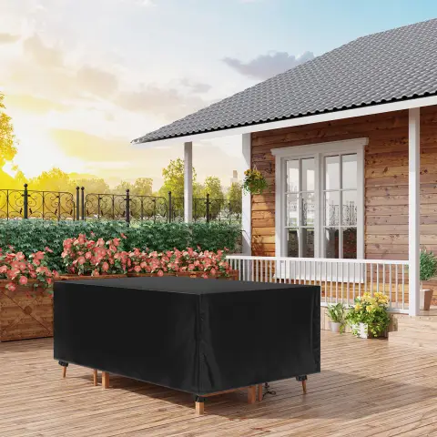WOLTU Rechteckige Gartenmöbel-Abdeckung 250x210x90 cm 420D Oxford-Gewebe, Wasserdichte Plane UV-beständig, Schutzabdeckung für Möbelsets Gartentisch Sitzgruppe, Schwarz