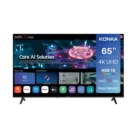 Konka DLED 65 Zoll (164 cm) Smart-TV - 4K Ultra HD, webOS Hub, HDR10, MEMC, Magic Remote & ThinQ AI Sprachsteuerung, Airplay 2 & Google Cast, WiFi, Bluetooth, HDMI eARC - UDG65HK684ANTS