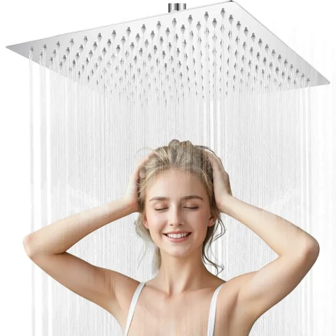 Shower Head - Stainless Steel - Square 25x25cm - Chrome Finish - Anti-Limescale - 360° Adjustable