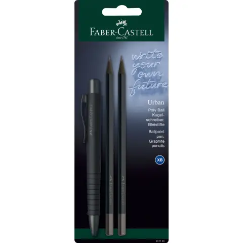 Faber-Castell Poly Ball Urban Set, Ballpoint +  Graphite pencils, Black