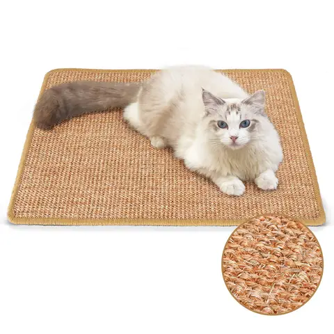 fukumaru Cat Scratching Mat, Sisal Fabric, Edged with Thread, 40×60cm
