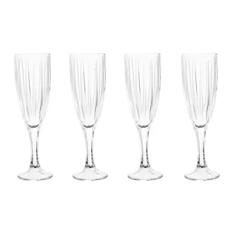 Maison by Premier Practical Set of 4 Crystal Champagne Flutes, Elegant Champagne Flutes, Durable Drink Flutes, Sleek Flutes