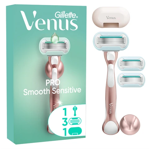 Venus Deluxe Smooth Sensitive RoseGold Razor- 3 Blades