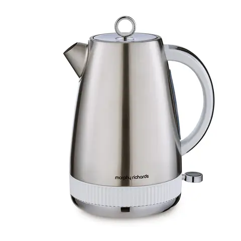 Morphy Richards Mexborough Jug Kettle, 1.7L, White & Stainless Steel - 102903
