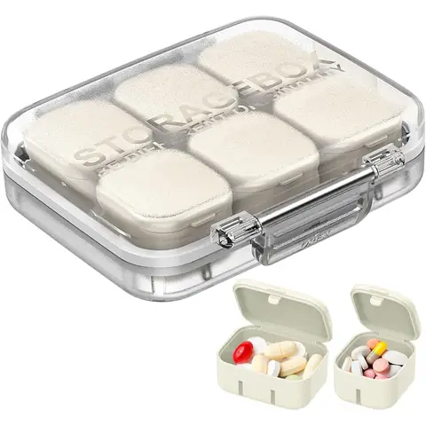 Pill Organizer GAONLY 4/6 Grid Free Assembly Travel Medicine Organizer 10 Day Pill Organizer Portable Pill Box Waterproof Pill Case Daily Medication Carry Case for Vitamins, Fish Oils, Supplements, White