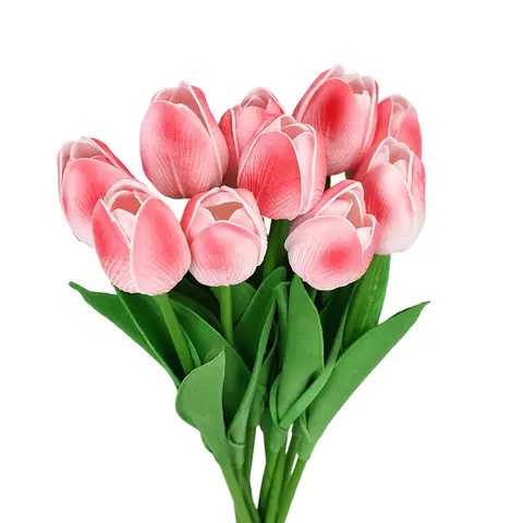 Wei's Moment 7Pcs Artificial Tulips Flowers 
Fake Flowers Latex Tulips Real Touch for Party Home Wedding Decoration and DIY Decor, Multicolor Peach pink