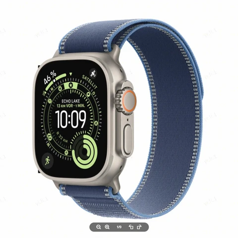 APPLE Watch Ultra 3 GPS + Cellular 49mm Natur Titan Gehäuse mit Blau/Leuchtend Blau Trail Loop - M/L