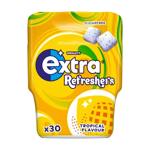 Extra Refreshers Tropical Sugarfree Gum 30 Pieces 67g