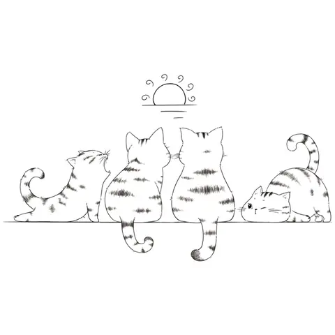 Cute kitten watching the sunset - simple and refreshing wall sticker. Cartoon cat animal wall sticker, removable vinyl material, easy to peel and stick. Suitable for living room, children's room, bedroom, sofa, and TV background wall.