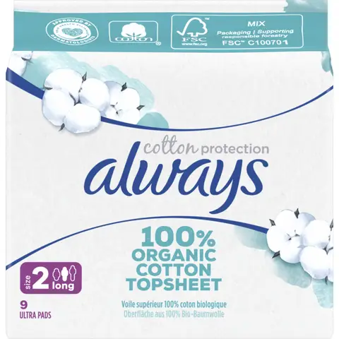 Always Always Cotton Protection Long Maandverband Met Vleugels X9
