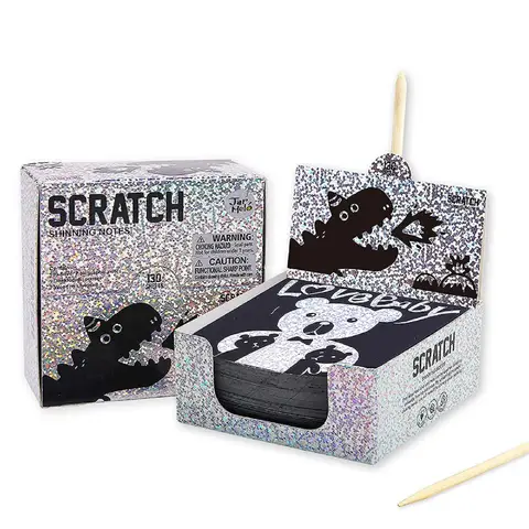 Jar Melo Scratch Art Notes Set-Silver Hologram Glitter