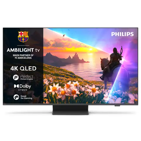 Philips Ambilight 65PUS8600 4K QLED Smart TV - 65 Zoll Display mit P5 Perfect Picture Engine Ultra HD, Titan OS, Dolby Vision und Dolby Atmos Sound [Energieklasse F]