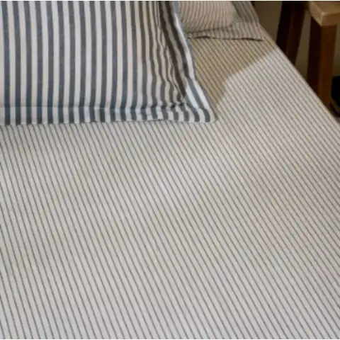 Yard Fitted Sheet Hebden Narrow Stripe 100% Cotton Navy Super King